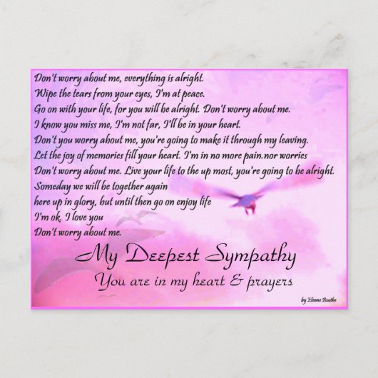 Don'y Worry About Me,Sympathy_Postcard Postkarte (Vorderseite)
