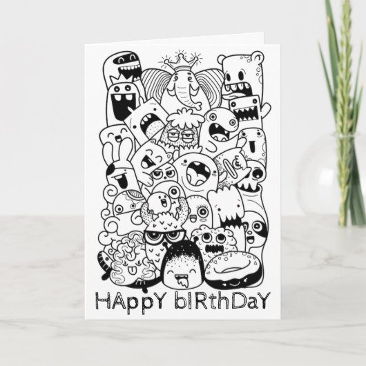 Doodding Birthday Card - Monsters Princess Karte (Vorderseite)