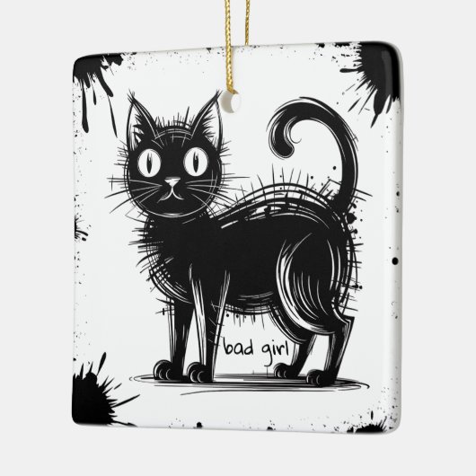 Doodkatze Keramikornament (Links)