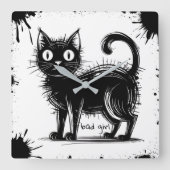 Doodkatze Quadratische Wanduhr (Vorderseite)