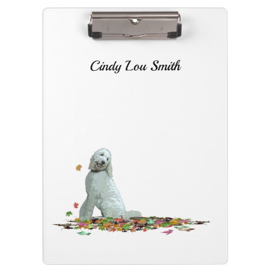 Doodl Dog in Blätter Zwischenablage Klemmbrett (Vorderseite)