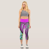 Doodle 103 Pinke abstrakte Capri Leggings (Vorderseite)