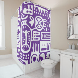 Doodle 1 von 4, lila und weiß duschvorhang
