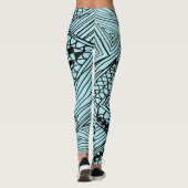 Doodle 1A Black Aqua Blue Leggings (Rückseite)