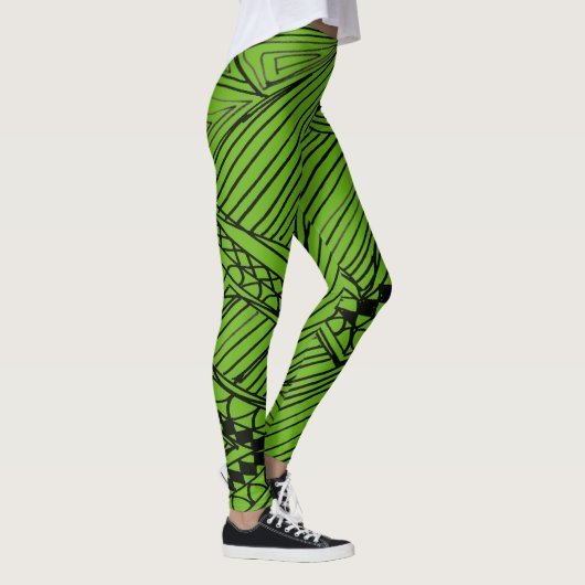 Doodle 1A Black Deep Green Leggings (Rechts)