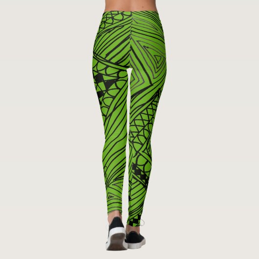 Doodle 1A Black Deep Green Leggings (Rückseite)