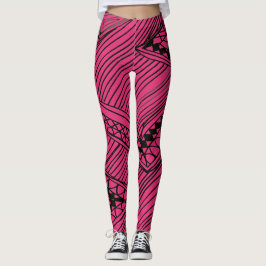 Doodle 1A Black Hot Pink Leggings