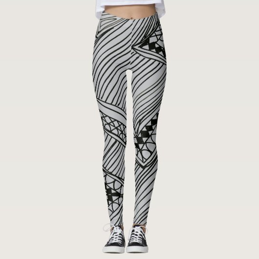 Doodle 1A Black Light Gray Leggings (Vorderseite)
