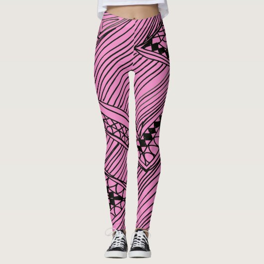 Doodle 1A Black Light Pink Leggings (Vorderseite)