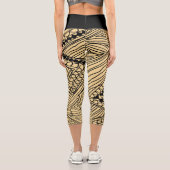 Doodle 1A Black Warm Beige Capri Leggings (Rückseite)