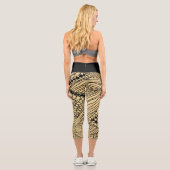 Doodle 1A Black Warm Beige Capri Leggings (Rückseite)