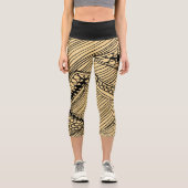 Doodle 1A Black Warm Beige Capri Leggings (Vorderseite)