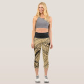 Doodle 1A Black Warm Beige Capri Leggings (Vorderseite)