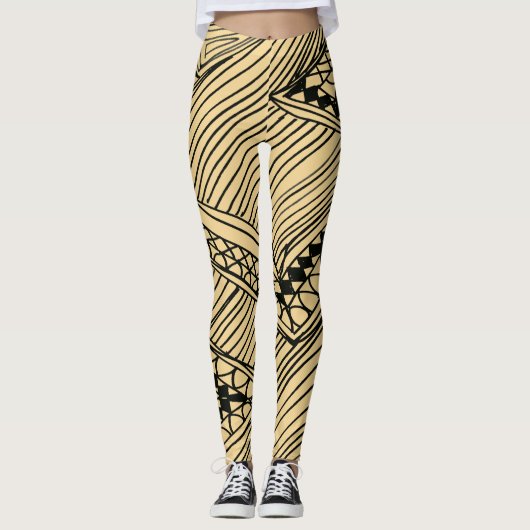 Doodle 1A Black Warn Beige Leggings (Vorderseite)