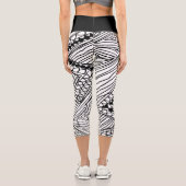 Doodle 1A Black White 1 Capri Leggings (Rückseite)