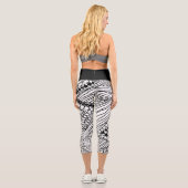 Doodle 1A Black White 1 Capri Leggings (Rückseite)