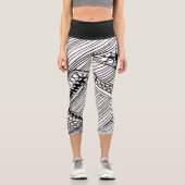 Doodle 1A Black White 1 Capri Leggings (Vorderseite)