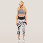 Doodle 1A Black White 1 Capri Leggings (Vorderseite)
