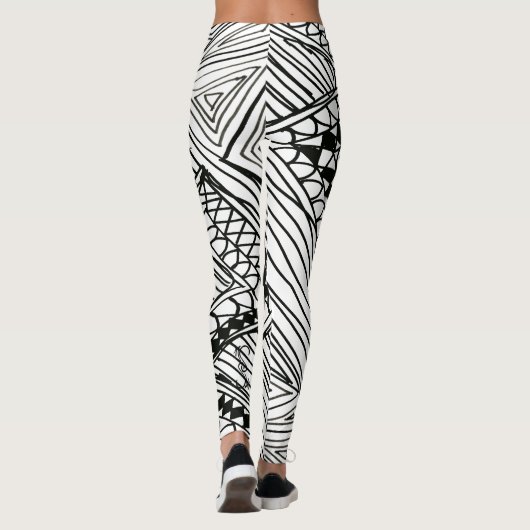 Doodle 1A Black White Leggings (Rückseite)