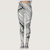 Doodle 1A Black White Leggings (Vorderseite)