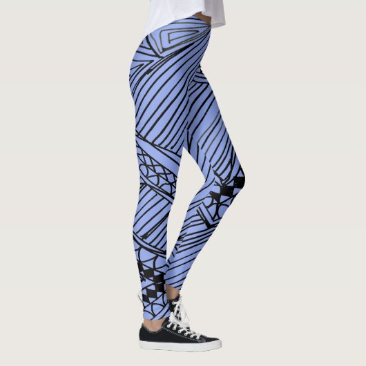Doodle 1A Blue Light Gray Leggings (Rechts)