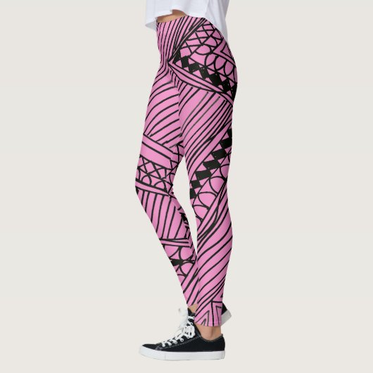 Doodle 1A Schwarz Hellrosa Leggings (Links)