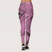 Doodle 1A Schwarz Hellrosa Leggings (Rückseite)