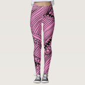 Doodle 1A Schwarz Hellrosa Leggings (Vorderseite)