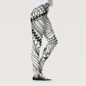 Doodle 1A Schwarz Weiße Leggings (Rechts)