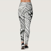 Doodle 1A Schwarz Weiße Leggings (Rückseite)