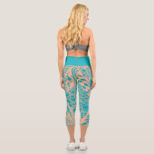 Doodle 1E Aqua Pfirsich 1 Capri Leggings (Rückseite)