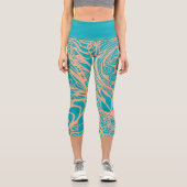 Doodle 1E Aqua Pfirsich 1 Capri Leggings (Vorderseite)