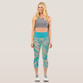 Doodle 1E Aqua Pfirsich 1 Capri Leggings (Vorderseite)