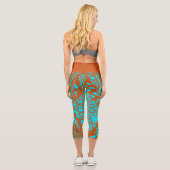 Doodle 1E Aqua Pumpkin 1 Capri Leggings (Rückseite)