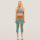 Doodle 1E Aqua Pumpkin 1 Capri Leggings (Vorderseite)