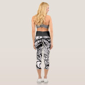 Doodle 1E Black White 1 Capri Leggings (Rückseite)