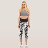 Doodle 1E Black White 1 Capri Leggings (Vorderseite)