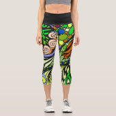 Doodle 1E Green 1 Capri Leggings (Vorderseite)