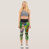 Doodle 1E Green 1 Capri Leggings (Vorderseite)