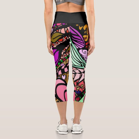 Doodle 1E Pink 1 Capri Leggings (Rückseite)