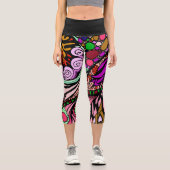 Doodle 1E Pink 1 Capri Leggings (Vorderseite)