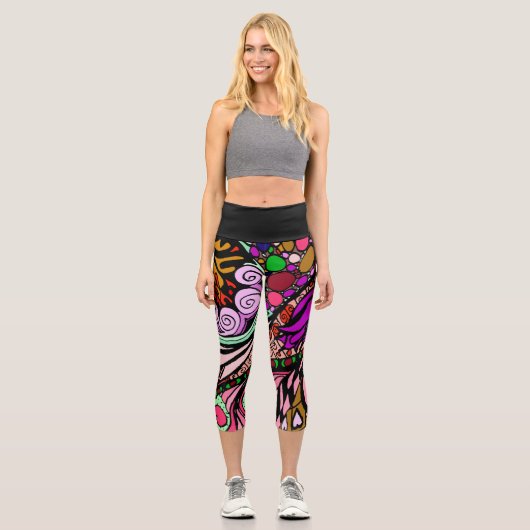 Doodle 1E Pink 1 Capri Leggings (Vorderseite)