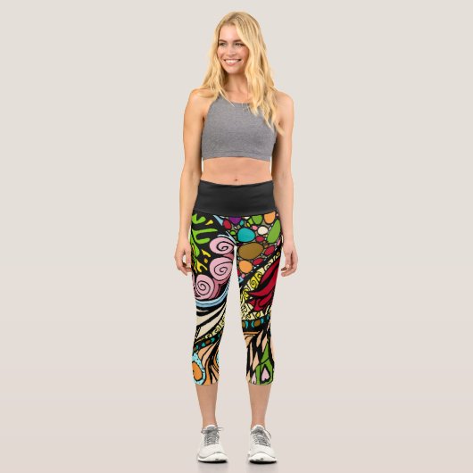 Doodle 1E Red 1 Capri Leggings (Vorderseite)