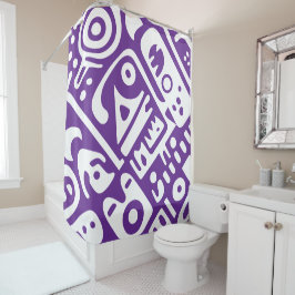 Doodle 2 von 4, lila und weiß duschvorhang