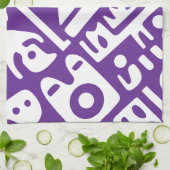 Doodle 2 von 4, lila und weiß geschirrtuch (Gefaltet)