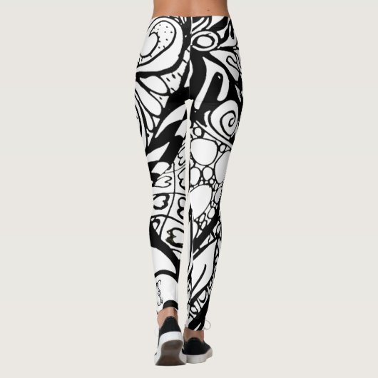 Doodle 9B Black White Leggings (Rückseite)
