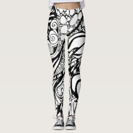 Doodle 9B Black White Leggings