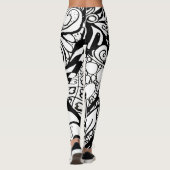 Doodle 9B Schwarz Weiße Leggings (Rückseite)