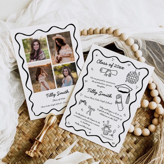 Doodle Abschluss Ankündigung Girl 4 Fotos