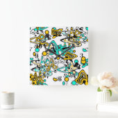 Doodle, abstrakt quadratische wanduhr (Zuhause)